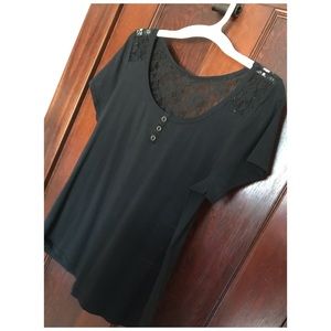 black shirt with lace back